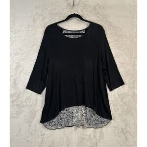 Chicos Travelers Split Back With Animal Print Tunic Top Size 2X And Size 20/22